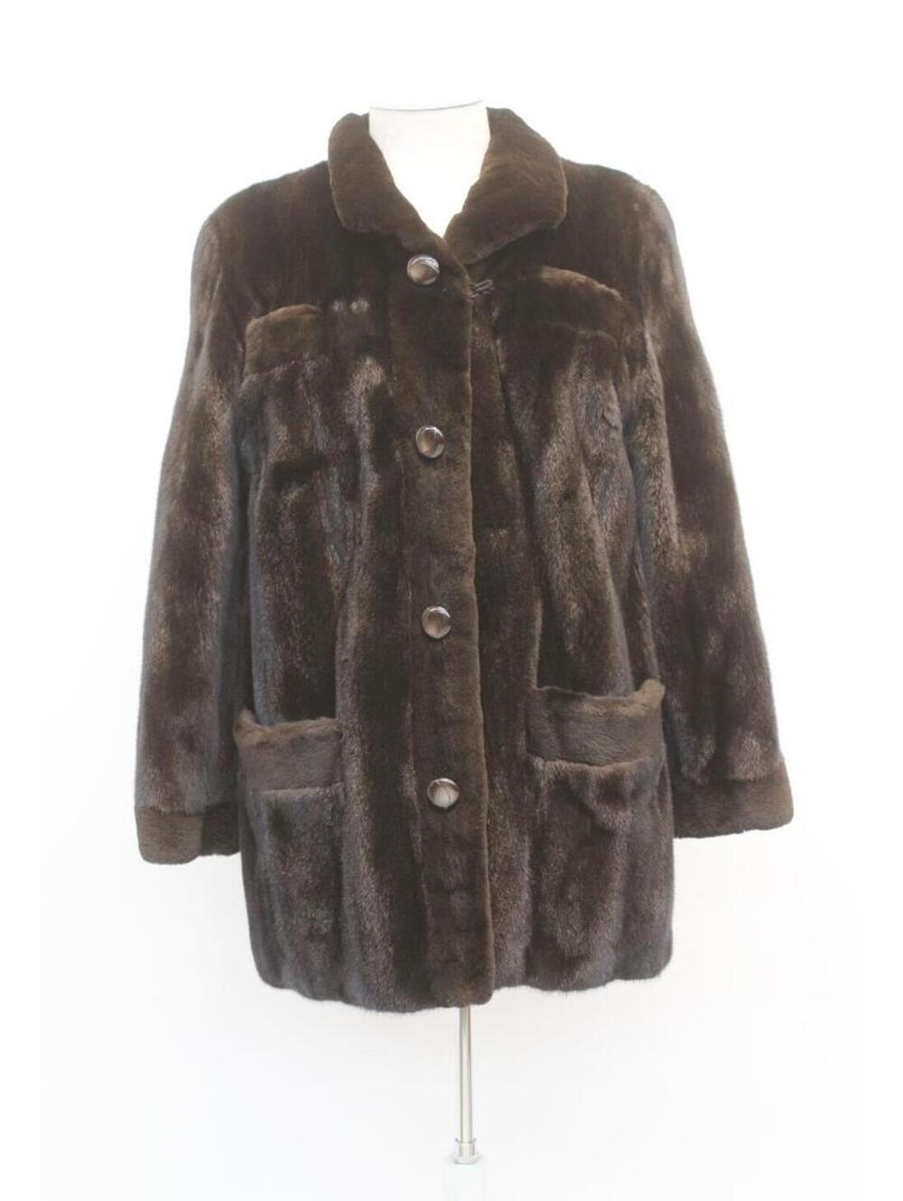 Excellent Canadian Dark Ranch Mink Fur Jacket Coat Women Woman Size 4 Small